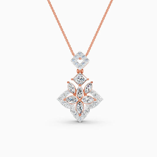 Trendy Marquise Petal And Rounded Bloom Diamond Pendant