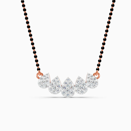 Brilliant Curve of Pear in Round-cut Lab Diamond Mangalsutra