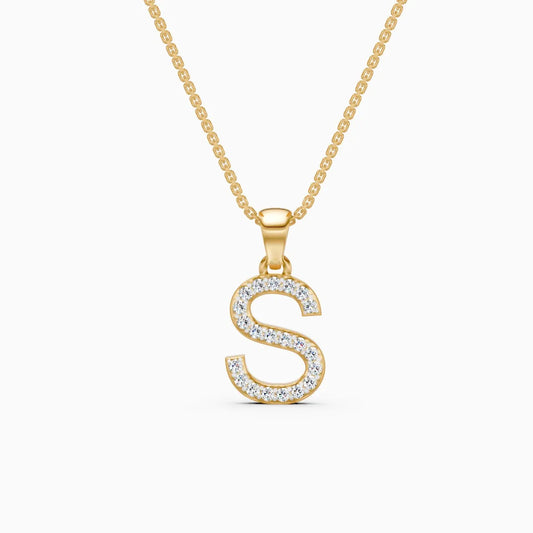 S Lab Grown Diamond letter Pendant