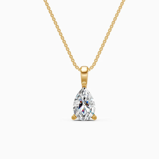 Pear solitaire Lab Grown Diamond Pendant With Chain