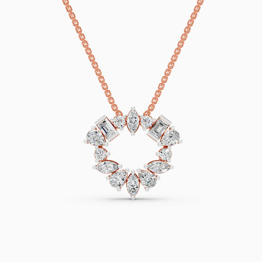 Geometric fusion Round Diamond Necklace
