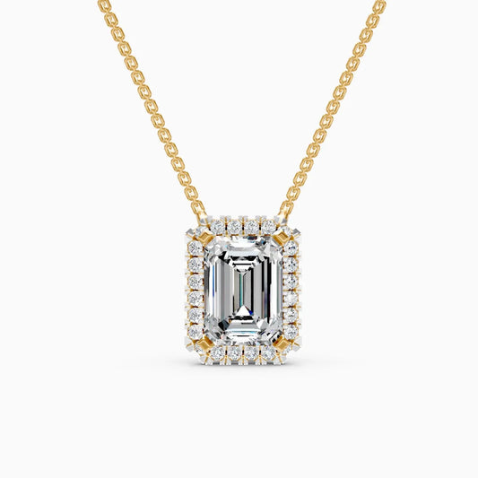Emerald Halo Solitaire Lab Diamond Pendant
