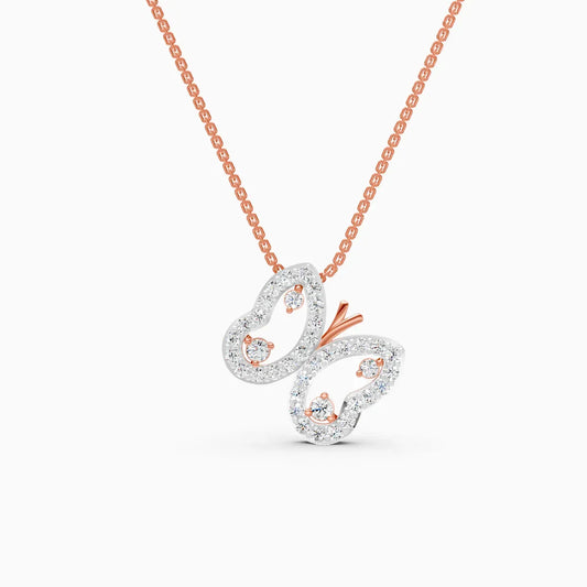Butterfly Shaped Round Cut Lab Grown Diamond Necklace