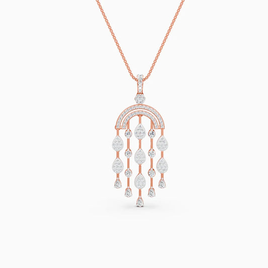 Chandelier Style Drop-Set Diamond Pendant