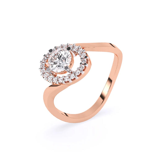 Round Halo Solitaire Diamond Ring