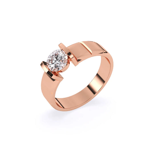 Stylist Single Stone With Polished Line Men’s Ring