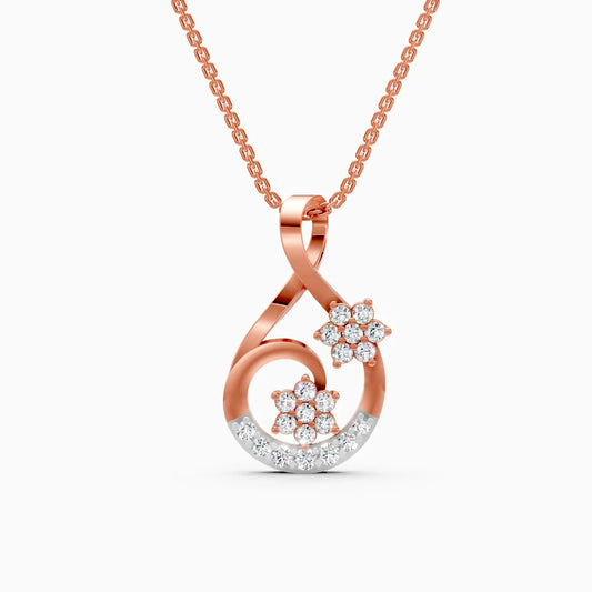 Twin Floral With Twist Loop Pendant