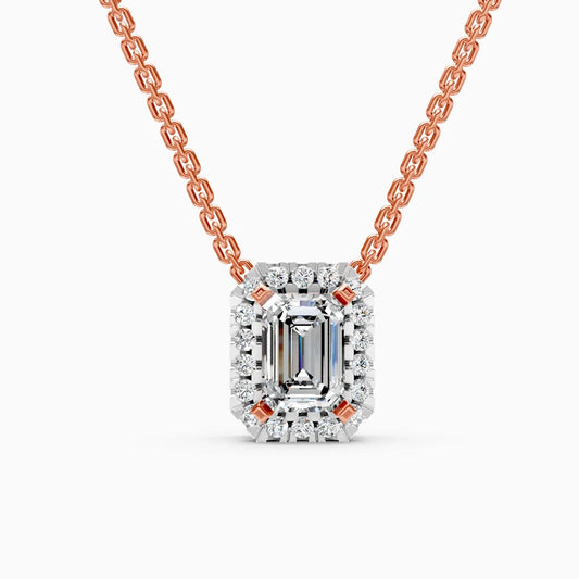 Emerald Halo Lab-Grown Diamond Pendant Necklace