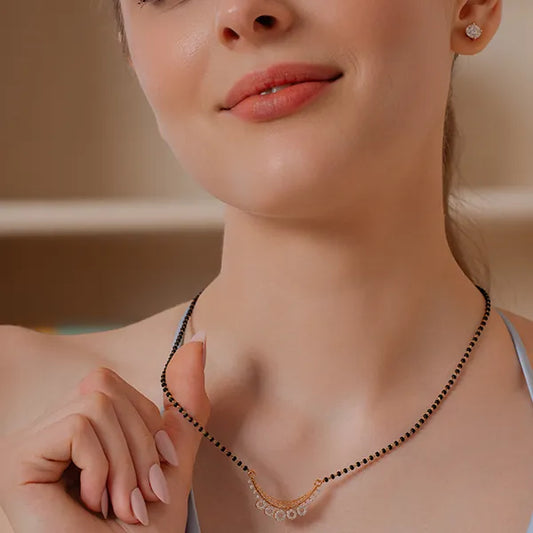 Gold Mangalsutra with Five Dazzling Circular Charms