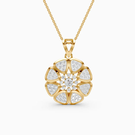 Round Floral Lab Grown Diamond Pendant