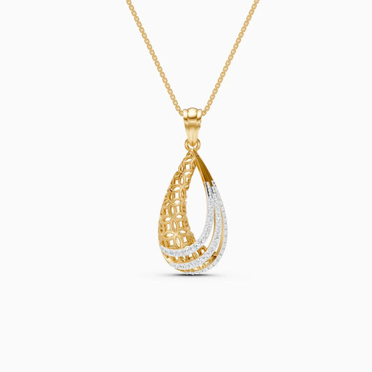 Dual Finish Drop Diamond Pendant