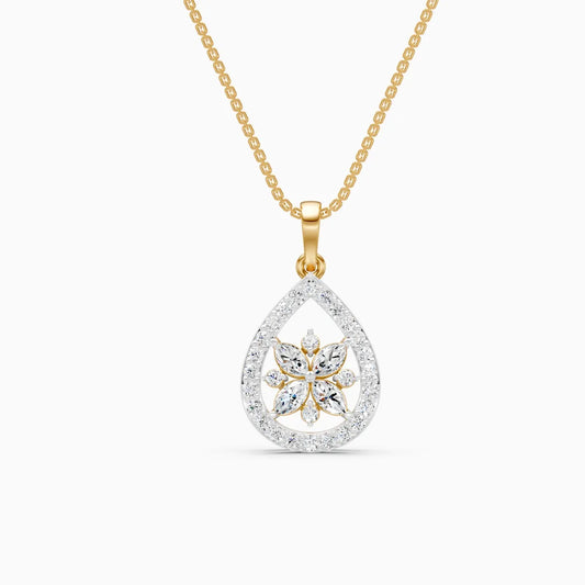 TearDrop Bloom Diamond Pendant with Marquise Petals