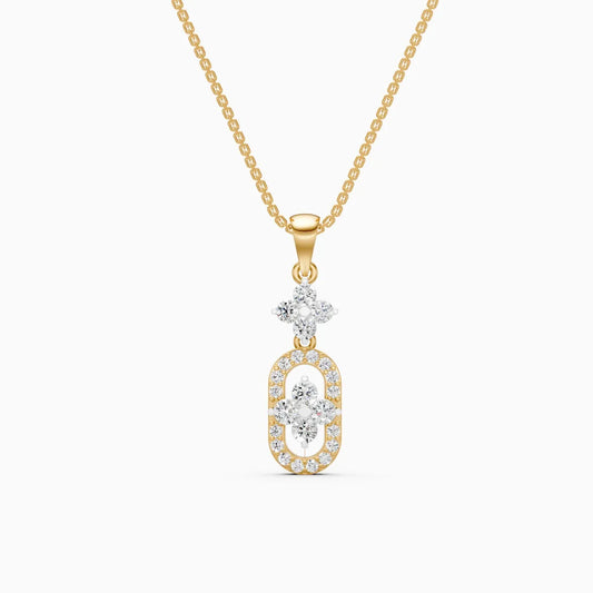 Round Cut Cluster Pill Flower Drop Pendant
