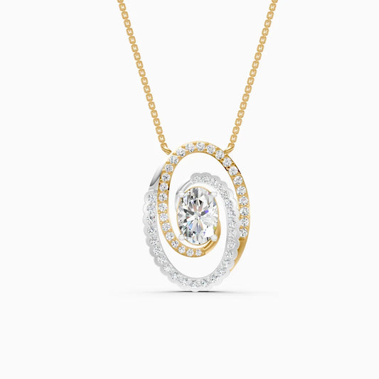 Oval Swirl Halo Pendant