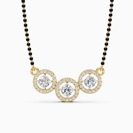 Stylish Circle Triple Halo Diamond Mangalsutra