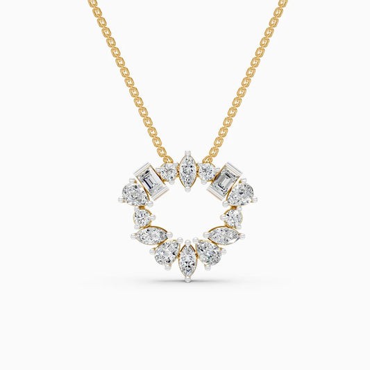 Geometric fusion Round Diamond Necklace