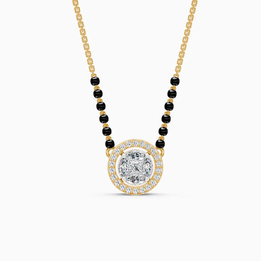 Round Halo Lab Diamond Mangalsutra