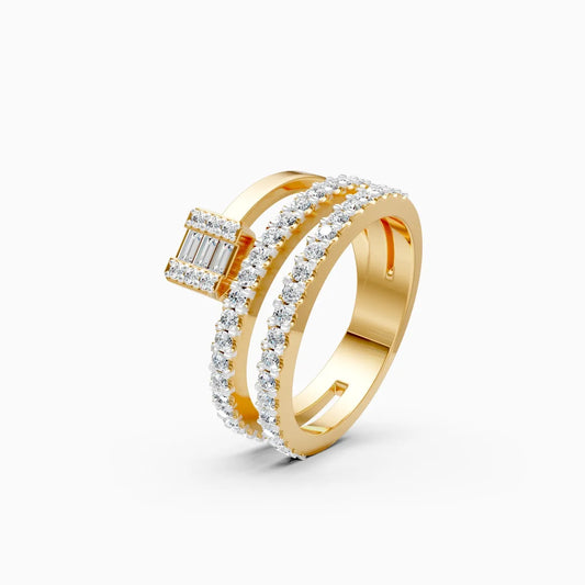 Minimal Line Baguette Center Diamond Ring
