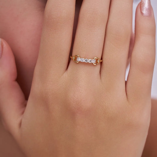 Contemporary Diamond Bar Link Ring