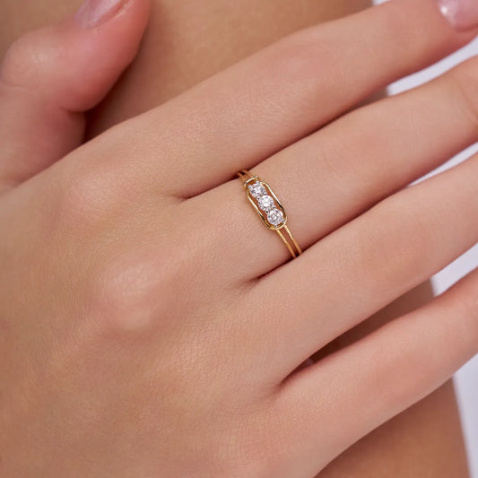 Three Diamond Bar Ring