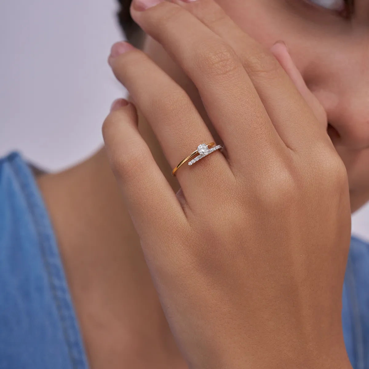 Sweeping Curve Solitaire Ring