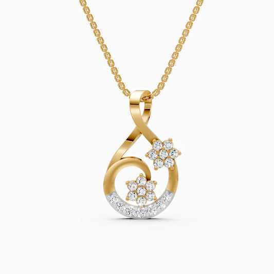 Twin Floral With Twist Loop Pendant