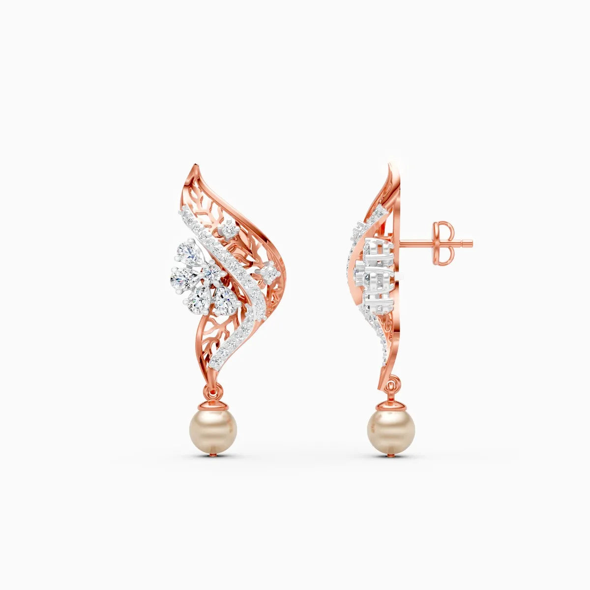 Leaf Whisper Lab Grown Diamond Earrings