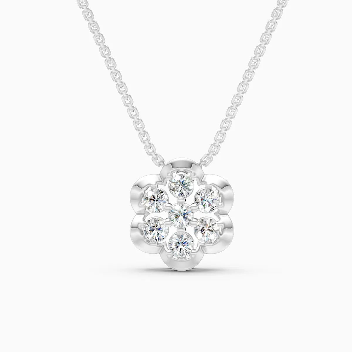 Floral Cluster Round Shape Diamond Earrings