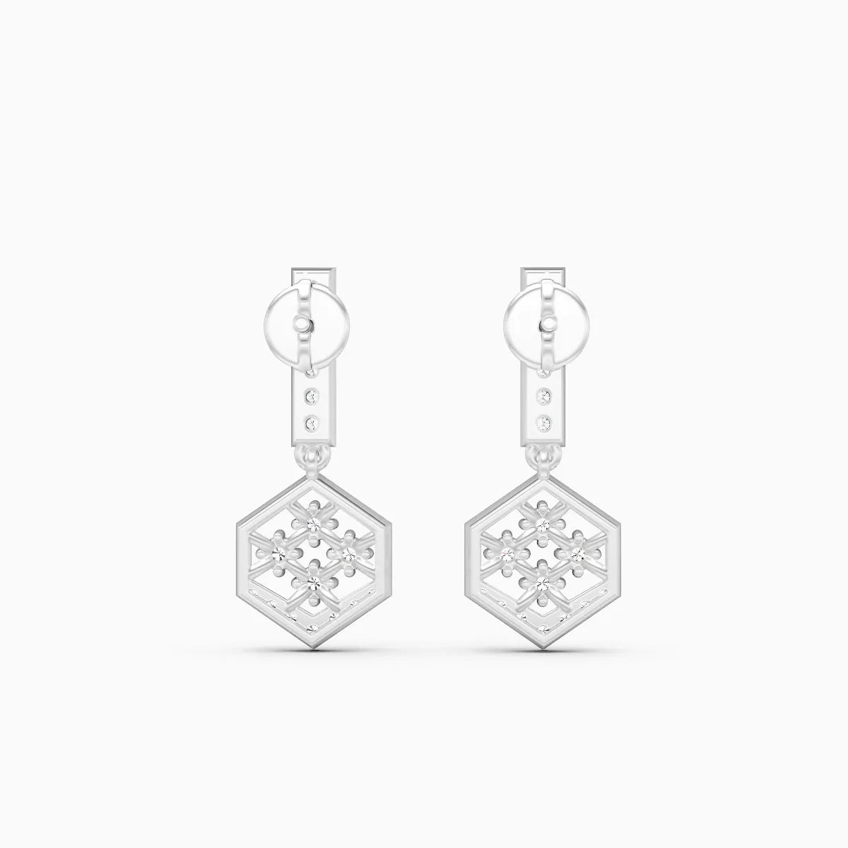 GeoGlint Hexagon Structured Shine Earrings