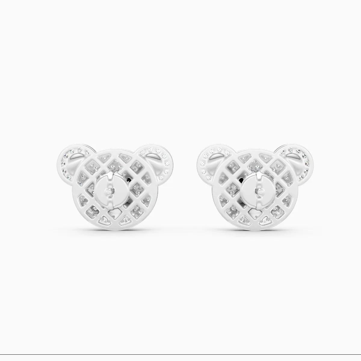 Adorable Teddy Face Diamond Stud Earrings