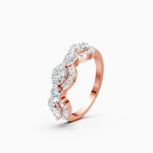 Luminous Pear & Round Halo Bloom Ring