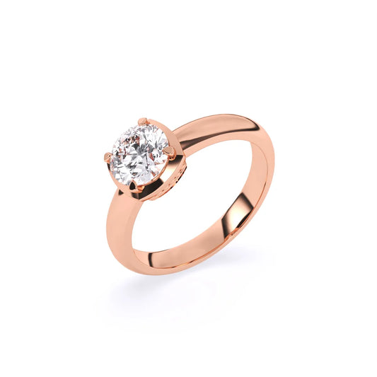 Round Half Bezel Lab Grown Diamond Solitaire Ring
