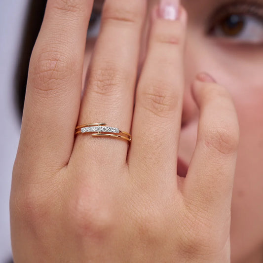 Contemporary Dual Band Diamond Wrap Ring