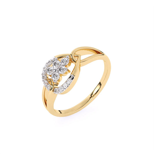 Unique Pear Shape Style 14K Gold Diamond Ring