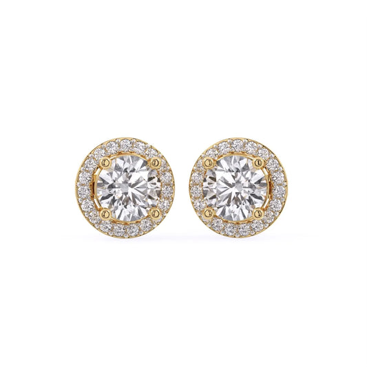 Round Halo Lab Grown Diamond Earrings