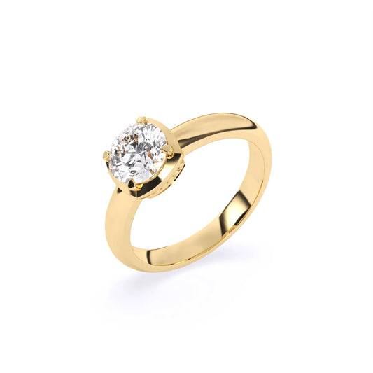 Round Half Bezel Lab Grown Diamond Solitaire Ring