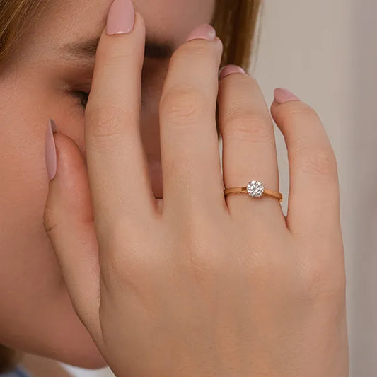 Dainty Round Cut Lab Grown Diamond Solitaire Ring