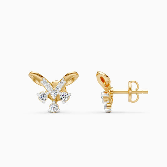 Bunny Ear Diamond Spray Cluster Stud Earrings
