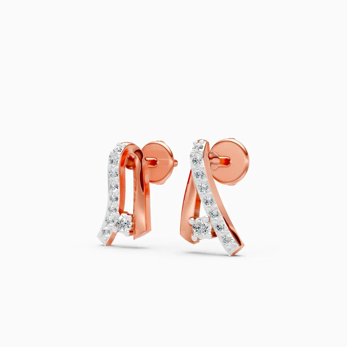 Curved Diamond Stud Earrings