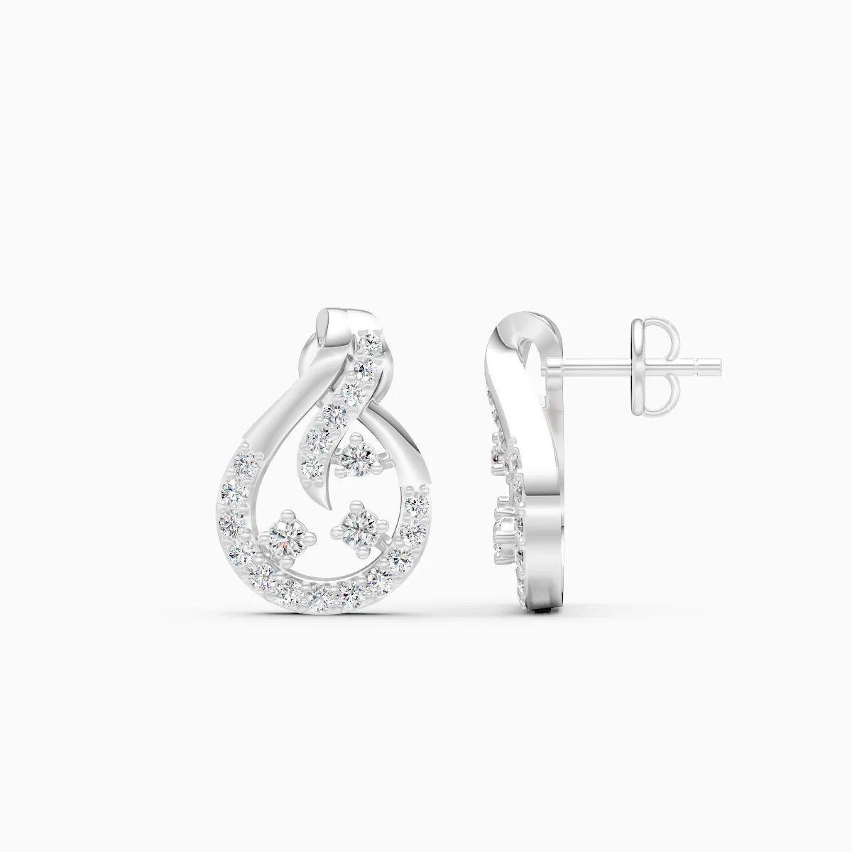 Swirl and Bloom Diamond Stud Earrings