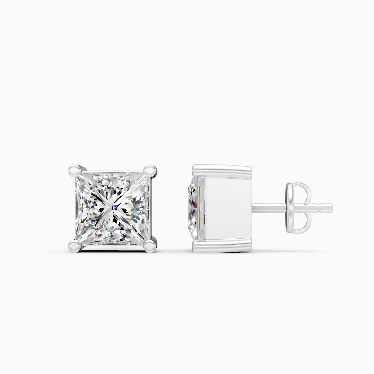 Minimalist Princess Diamond Stud Earrings