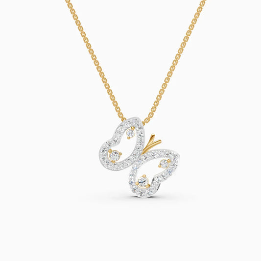 Butterfly Shaped Round Cut Lab Grown Diamond Necklace