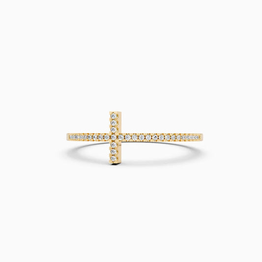 Sideways Cross Micro-Pavé Band Ring