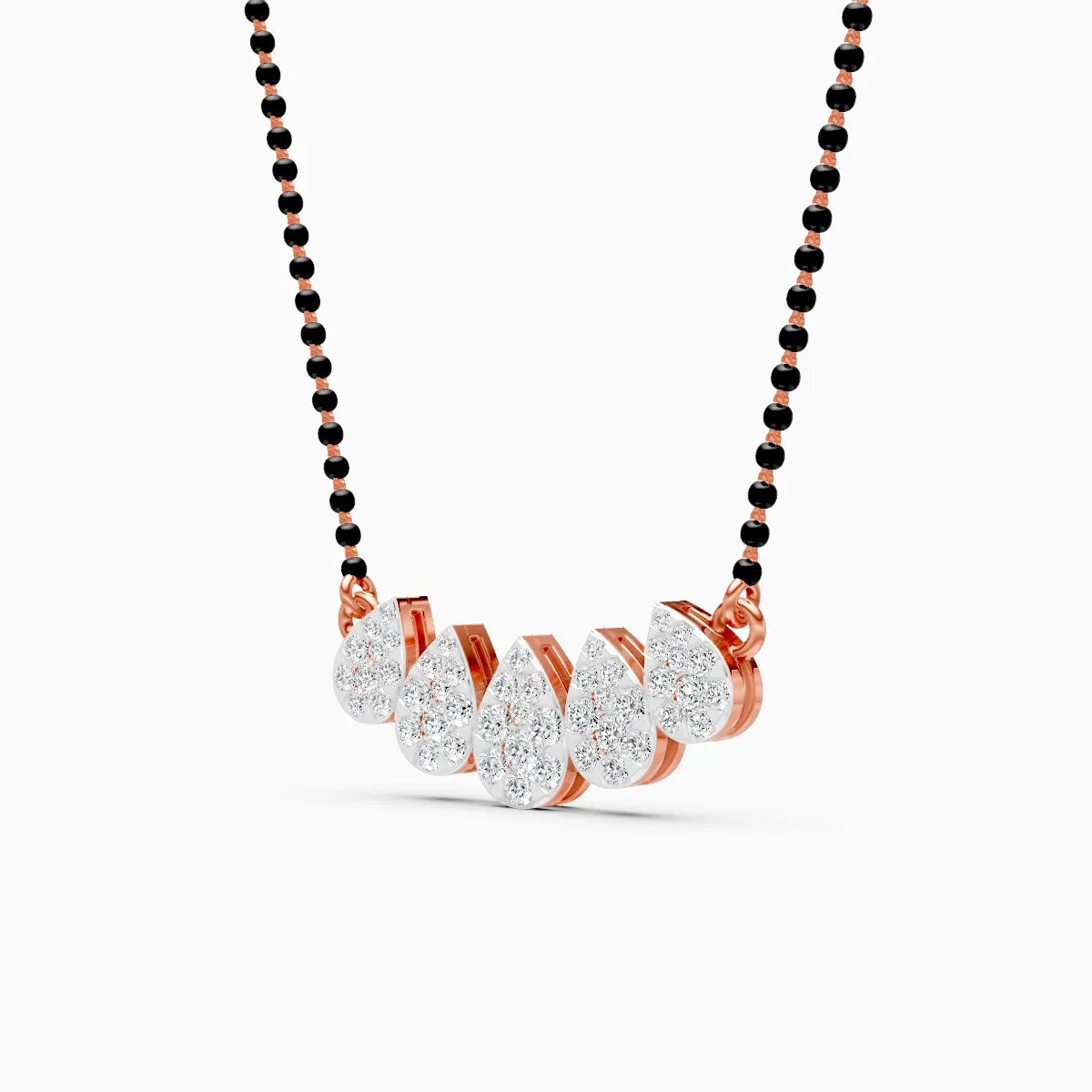 Brilliant Curve of Pear in Round-cut Lab Diamond Mangalsutra
