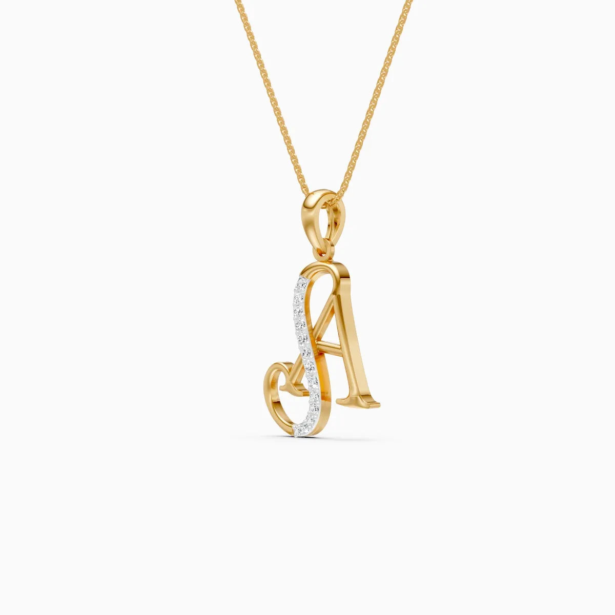 Diamond-Streaked A Alphabet Drop Pendant
