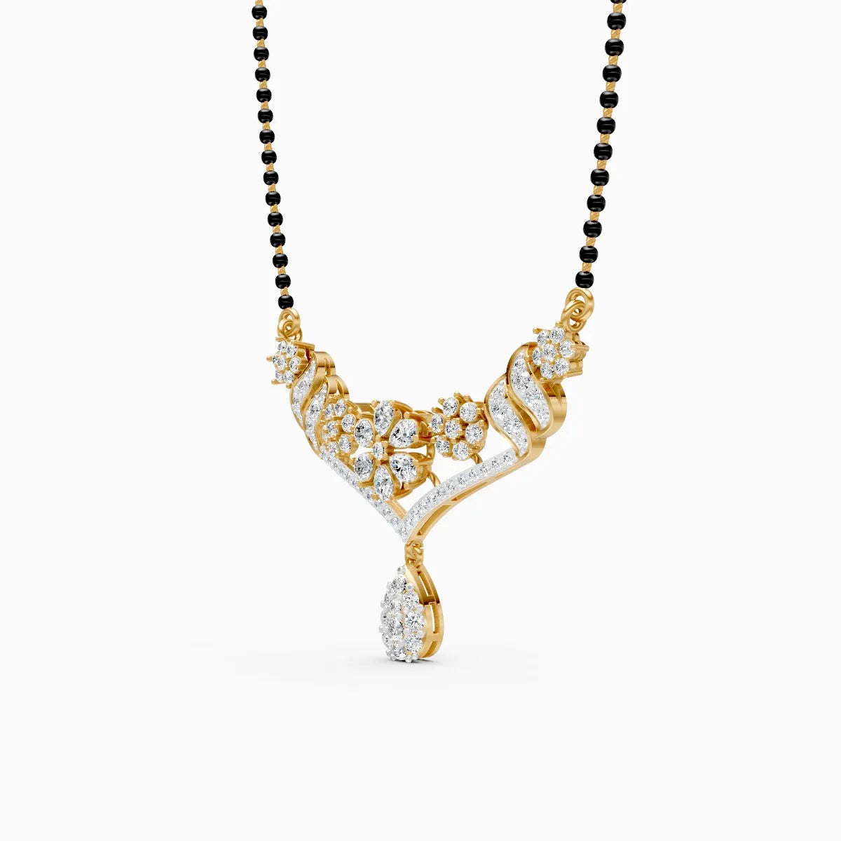 Blossom Bridal Tear-Drop Diamond Mangalsutra