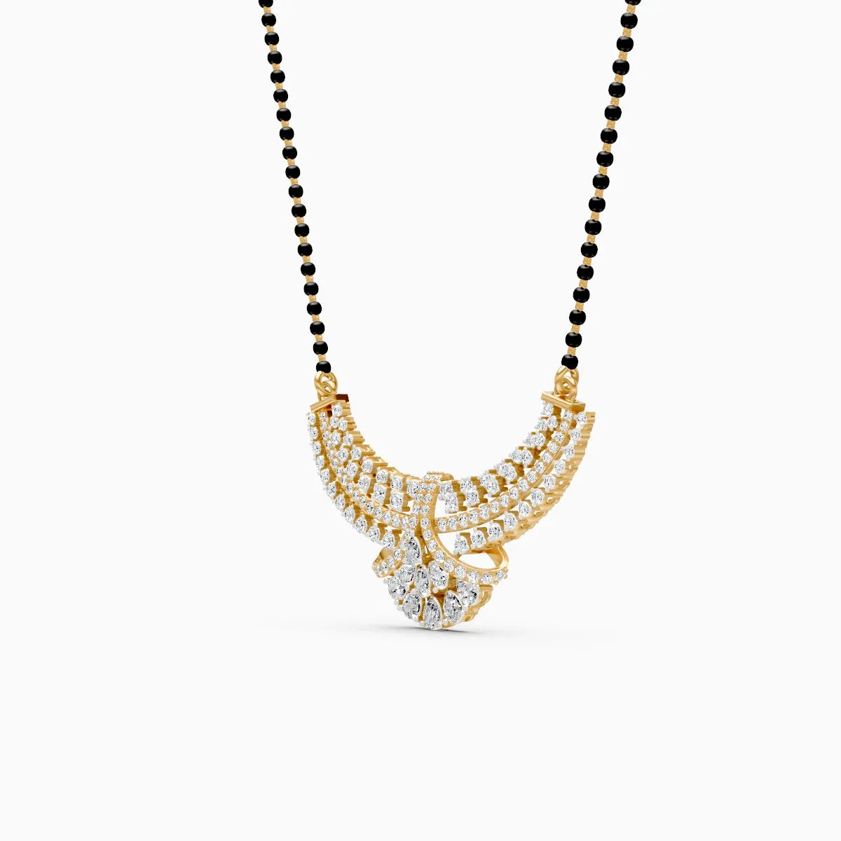 Multi-Tier Round & Pear Dual-Tone Arch Lab Diamond Mangalsutra