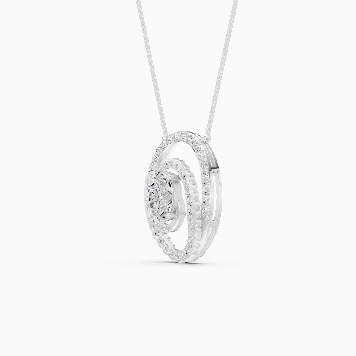 Oval Swirl Halo Pendant