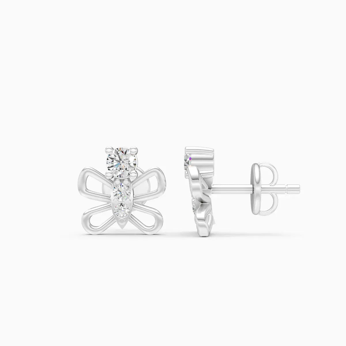 Round Butterfly Stud Earrings