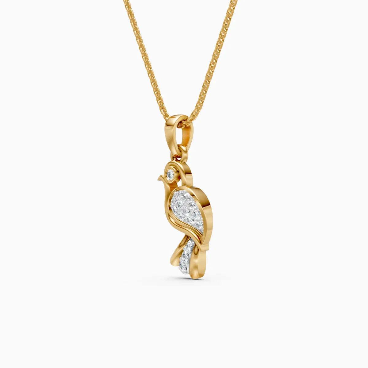 Feather-light Bird Charm Diamond Pendant